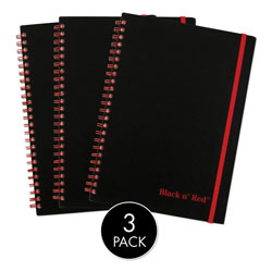Black N' Red Twinwire Semi-Rigid Notebook Plus Pack, Wide/Legal Rule, Black, 8.25 x 5.88, 70 Sheets, 3/Pack