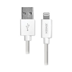 Jensen® Lightning to USB Cable, 10 ft, White