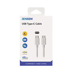 Jensen® USB-C 3.1 Type-C, 6 ft, 480 Mbps, White
