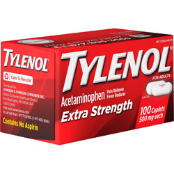Johnson & Johnson Tylenol Extra Strength Caplets, 500mg, 100/BX