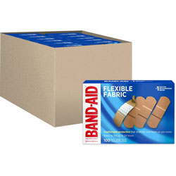 Band Aid Flexible Fabric Adhesive Bandages, 1 in, 1200/Carton, 100 Per Box, Beige, Fabric