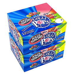 Jolly Rancher® Lollipops Assortment, Assorted Flavors, 0.6 oz Individually Wrapped, 50/Box, 2 Boxes/Carton