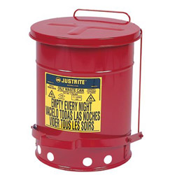 Justrite Red Oily Waste Can, 14gal, Lever Lid