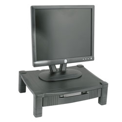 Kantek Height-Adjustable Stand with Drawer, 17 x 13 1/4 x 3 to 6 1/2, Black (KTKMS420)