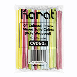 Karat® Boba Straws, 9 in, Assorted, 1,600/Carton