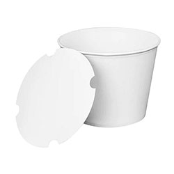 Karat® Food Bucket with Lid, 130 oz, 8.46 in Dia x 6.6 inh, White, Paper, 150/Carton