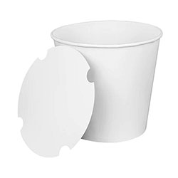 Karat® Food Bucket with Lid, 170 oz, 8.9 in Dia x 8.36 inh, White, Paper, 150/Carton