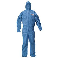 KleenGuard™ A20 Elastic Back Wrist/Ankle Hooded Coveralls, Large, Blue, 24/Carton