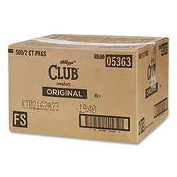 Kellogg's Club Original Crackers, 0.25 oz Individually Wrapped, 2/Pack, 500 Packs/Carton