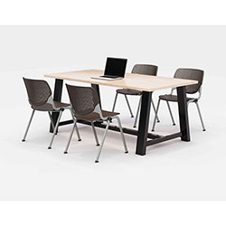 KFI Seating Midtown Dining Table with Four Brownstone Kool Series Chairs, 36 x 72 x 30, Kensington Maple