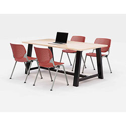 KFI Seating Midtown Dining Table with Four Coral Kool Series Chairs, 36 x 72 x 30, Kensington Maple