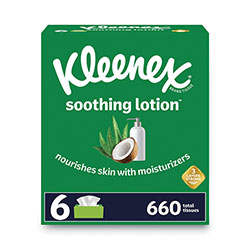 Kleenex Lotion Facial Tissue, 3-Ply, White, 110 Sheets/Box, 6 Boxes/Pack