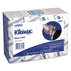 Kleenex Multi-Fold Paper Towels, 4-Pack Bundles, 1-Ply, 9.2 x 9.4, White, 150/Pack, 16 Packs/Carton