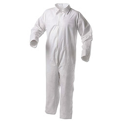 KleenGuard™ A35 Liquid and Particle Protection Coveralls, Zipper Front, Large, White, 25/Carton