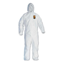 KleenGuard™ A40 Elastic-Cuff & Ankle Hooded Coveralls, White, Large, 25/Carton