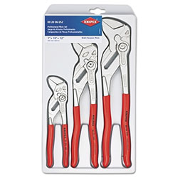 Knipex 3-Piece Plier Wrench Set, 7 in, 10 in, 12 in Lengths, Chrome Vanadium