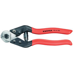 Knipex Wire Rope Cutters, 190 mm OAL, Shear Cut/Precise Crimping, 2.5 mm to 7.0 mm