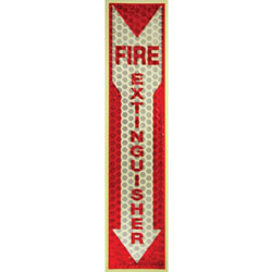 L.C. Industries Fire Extinguisher Sign, Glow in Dark, 1"x4"x16-3/4", RD/WE