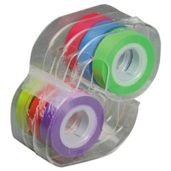 Lee Removable Highlighter Tape, 1/2 in X 720 in, Assorted, 6/PK