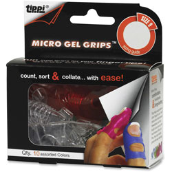 Tippi® Micro-Gel™ Fingertip Grips, Size 9, Large, Assorted, 10/Pack