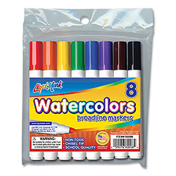 Liqui-Mark® Broadline Watercolor Markers, Broad Chisel Tip, Assorted Colors, 8/Set