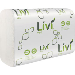 Livi Multifold Towel, 1-Ply, 9.45 x 9.06, White, 250/Carton