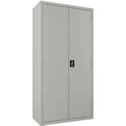 Lorell Steel Wardrobe Storage Cabinet, 36 in x 18 in x 72 in, 2 x Shelf(ves), Light Gray, Steel, Recycled