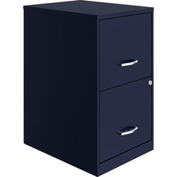 Lorell SOHO 18 in 2-drawer File Cabinet, 14.3 in x 18 in x 24.5 in, 2 x File Drawer(s), Material: Plastic Pull, Steel, Finish: Navy, Baked Enamel
