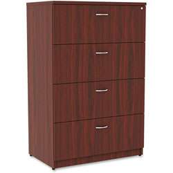 Lorell 4-Drawer Lateral File, 35-1/2 in x 22 in x 54-3/4 in, Mahogany