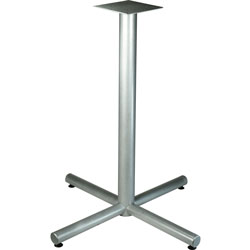 Lorell X-Leg Base, f/36 in Tabletop, Bistro-Height, 32 inx40-3/4 in, Silver