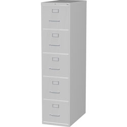 Lorell Vertical File, 5-Drawer, Letter, 15 in x 26-1/2 in x 61 in, Light Gray