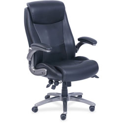Lorell High-back Chair, Flip-up Arms, 24-1/2 in x 24-1/4 in x 34-1/4 in, Black