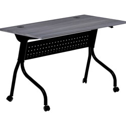 Lorell Charcoal Flip Top Training Table, Charcoal Rectangle, Melamine Top, Black Four Leg Base, 4 Legs, 48 inx 23.60 in Table Top Depth, 29.50 in Height, Melamine