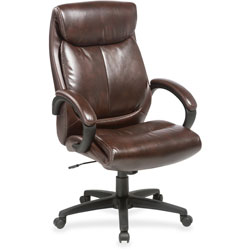 Lorell High Back Leather Chair, 28 in x 31-3/4 in x 45-1/2 in, Brown