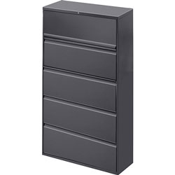 Lorell 5 Drawer Metal Lateral File Cabinet, 42 in x 18.6' x 67.7, Dark Gray