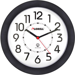 Lorell Wall Clock, 9", Arabic Numerals, White Dial/Black Frame