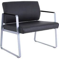 Lorell Healthcare Seating Bariatric Guest Chair, Silver Powder Coated Steel Frame, Black, Vinyl, 34.3 in x 19.3 in Depth x 34.3 in Height, 1 Each