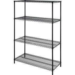 Lorell Wire Shelving Unit, 48 in x 18 in, Black