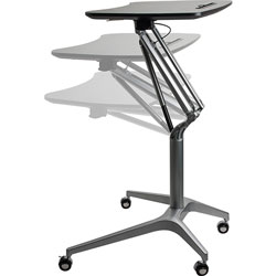 Lorell Height Adjustable Mobile Desk, 28-1/4 in x 18-3/4 in x 41 in, Black