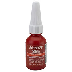 Loctite 266 Threadlockers, High Strength/High Temperature, 10 mL, Red-Orange