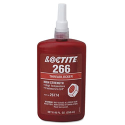 Loctite 266 Threadlockers,High Strength/High Temperature,250 mL,3/4 in Thread,Red-Orange