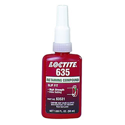 Loctite 635™ Retaining Compound, High Strength/Slow Cure, 50 mL Bottle, Green, 4,000 psi