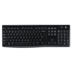 Logitech K270 Wireless Keyboard, USB Unifying Receiver, Black