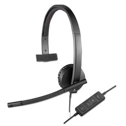 Logitech USB H570e Over-the-Head Wired Headset, Monaural, Black
