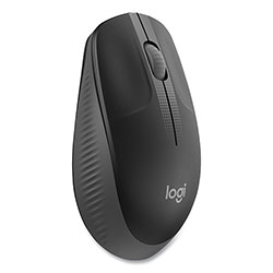 Logitech M190 Wireless Optical Mouse, 2.4 GHz Frequency/33 ft Wireless Range, Left/Right Hand Use, Black/Gray