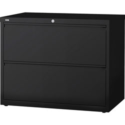 Lorell 2 Drawer Metal Lateral File Cabinet, 42 inx18-5/8 inx28-1/8 in, Black