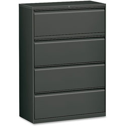 Lorell 4 Drawer Metal Lateral File Cabinet, 31 inx21.5 inx57.75 in, Dark Gray