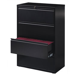 Lorell 4 Drawer Metal Lateral File Cabinet, 36 inx18-5/8 inx52.5 in, Black