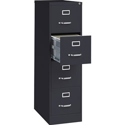 Lorell 4-Drawer Vertical File, with Lock, 15"x25"x52", Black