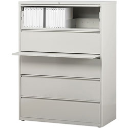Lorell 5 Drawer Metal Lateral File Cabinet, 44 inx21.5 inx71.5 in, Gray